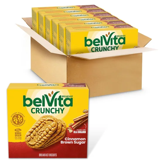 Nabisco belVita Breakfast Bars Biscuits, Cinnamon Brown Sugar, 30 packs, 4 biscuits each