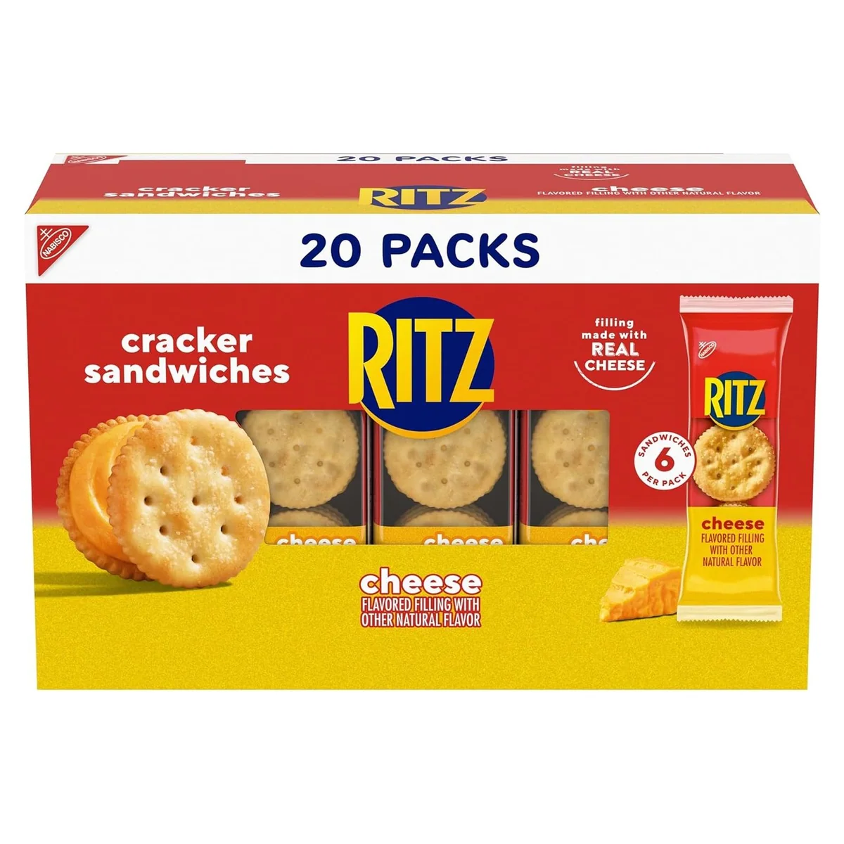 Nabisco RITZ Cheese Sandwich Crackers, 20 snack packs, photo 1 of 6