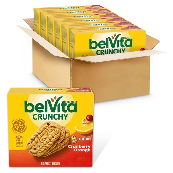 Nabisco belVita Breakfast Bars Biscuits, Cranberry Orange, 30 packs, 4 biscuits each