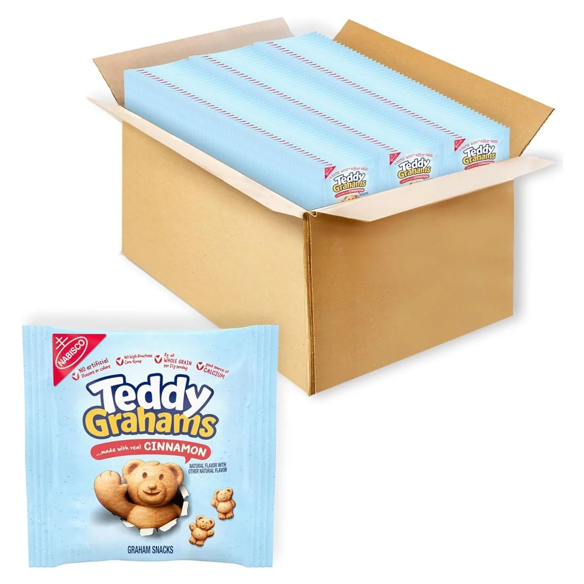 Nabisco TEDDY GRAHAMS Cinnamon Graham Snacks, 150 snack packs, 0.75 oz each, photo 1 of 4