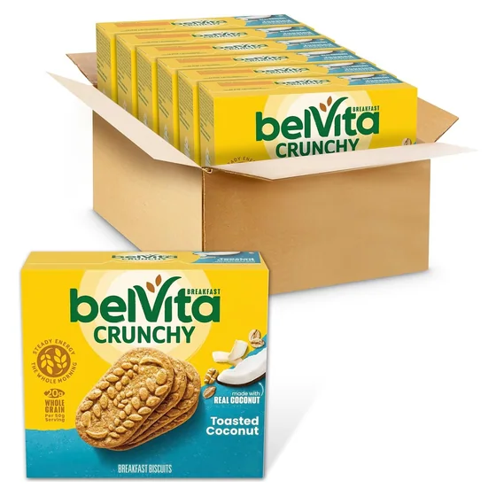 Nabisco belVita Breakfast Bars Biscuits, Toasted Coconut, 30 packs, 4 biscuits each