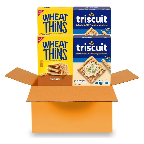 Nabisco TRISCUIT Whole Grain Wheat Crackers & Wheat Thins Snacks Variety Pack, 4 boxes, 2 kinds