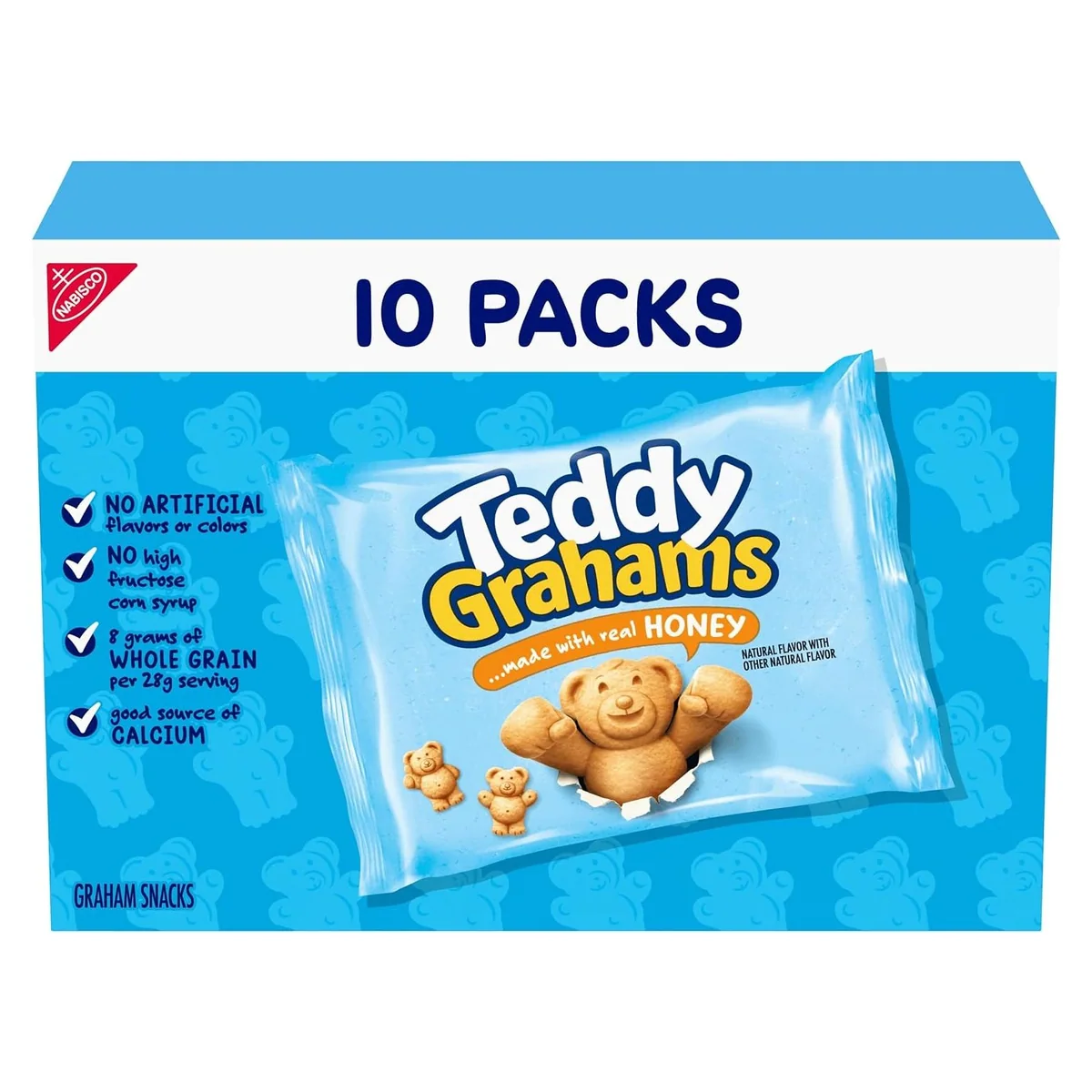 Nabisco TEDDY GRAHAMS Honey Graham Snacks, 10 snack packs, photo 1 of 6