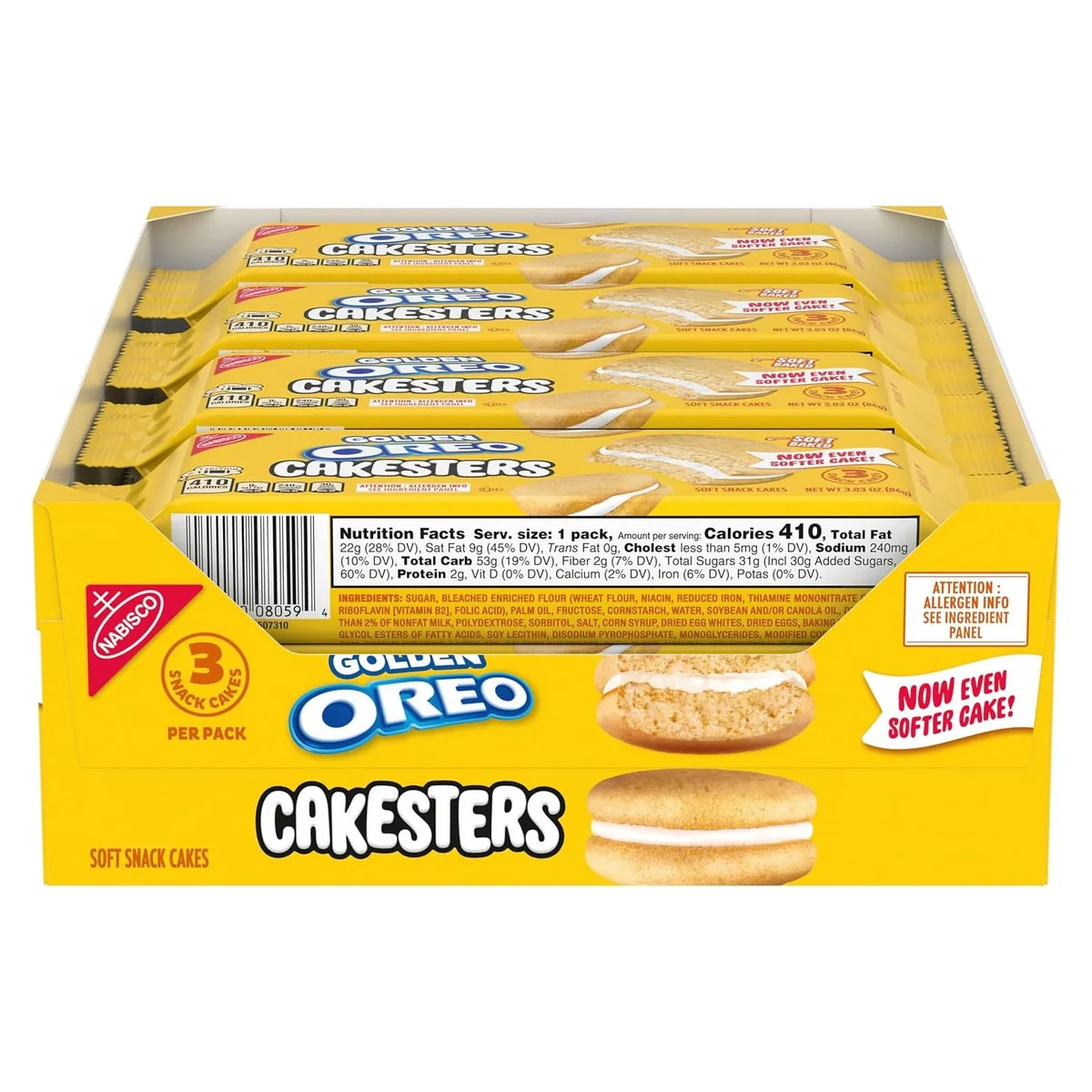 Nabisco OREO Golden Cakesters Soft Snack Cakes, 8 snack packs, 3.03 oz each, photo 1 of 4