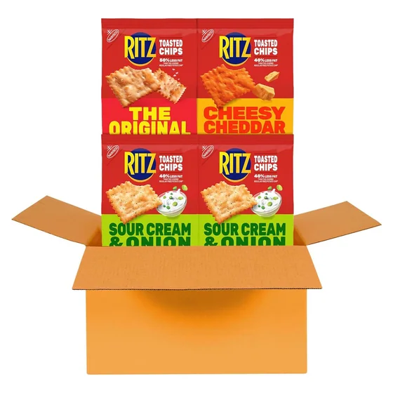 Nabisco RITZ Toasted Chips Variety Pack, 4 × 8.1 oz bags, 3 kinds
