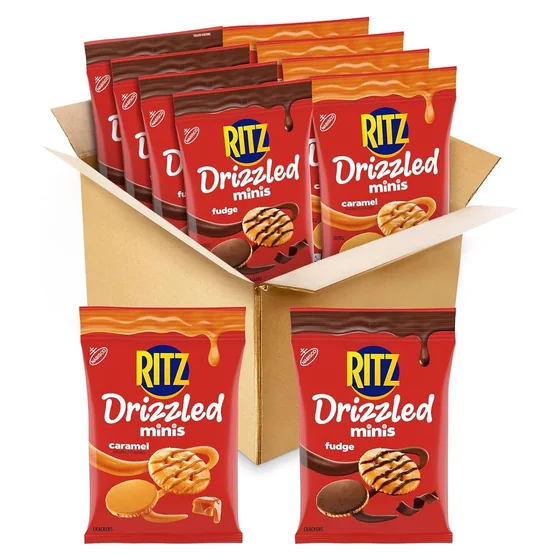Nabisco RITZ Drizzled Minis Sweet and Salty Crackers Variety Pack, 8 bags