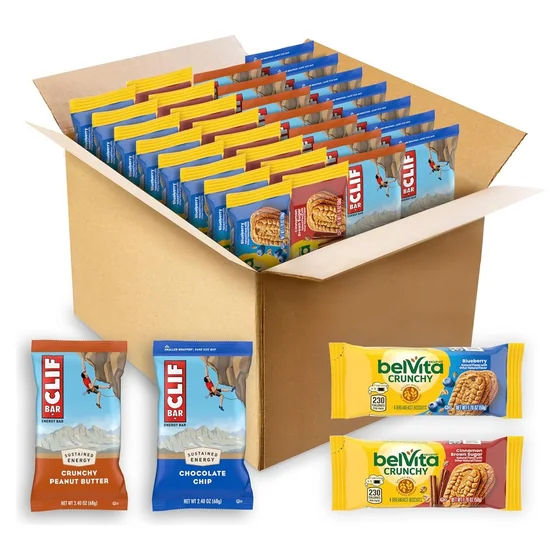 Nabisco CLIF BAR & belVita Breakfast Biscuits Variety Pack, 30 snack packs, 4 kinds