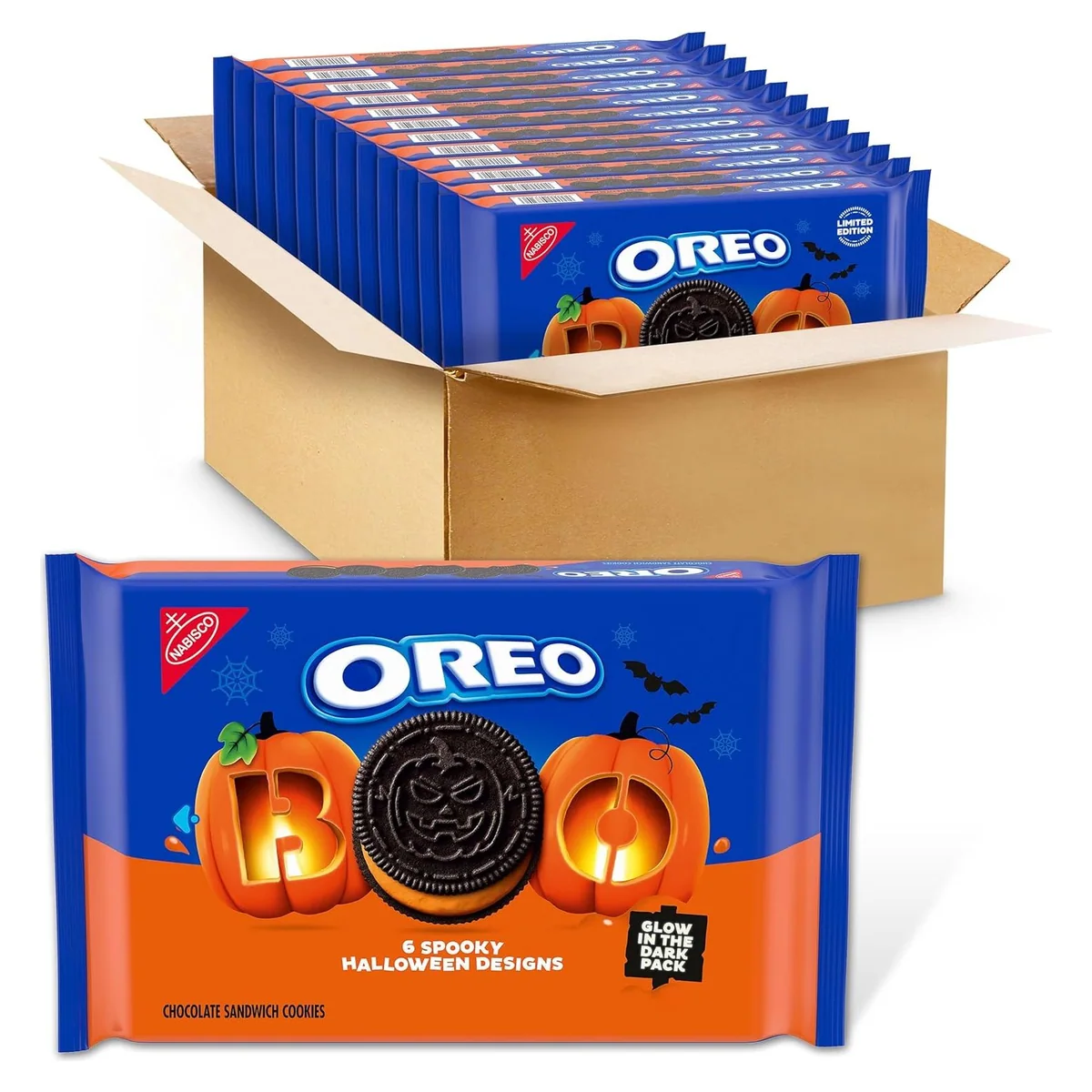 Nabisco OREO Orange Creme Chocolate Sandwich Halloween Cookies, 12 × 18.71 oz packs, photo 1 of 5