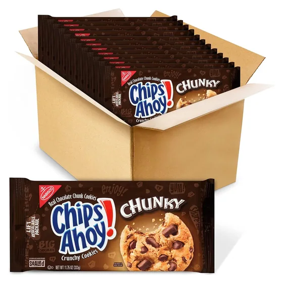 Nabisco CHIPS AHOY! Chunky Chocolate Chip Cookies, 12 × 11.75 oz packs