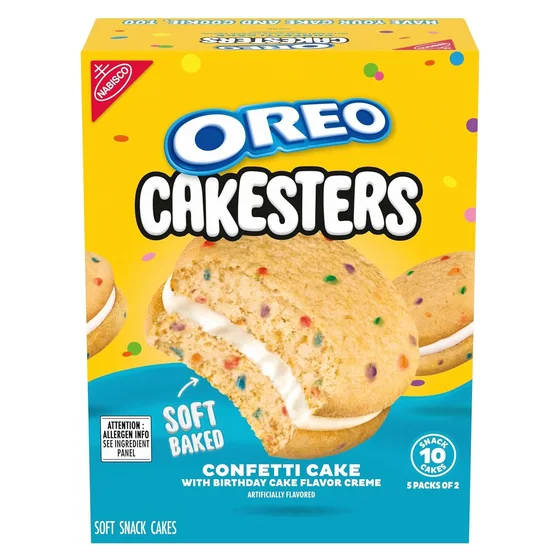 Nabisco OREO Cakesters Confetti Cake Soft Snack Cakes, 5 snack packs, 2.02 oz each