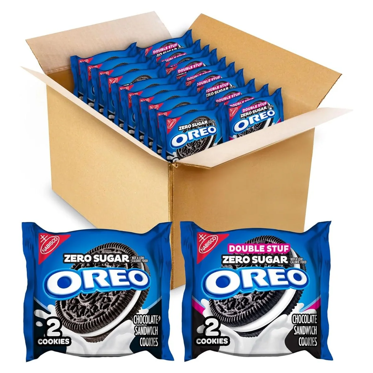Nabisco OREO Zero Sugar Chocolate Sandwich Cookies Variety Pack, 20 snack packs, photo 1 of 5