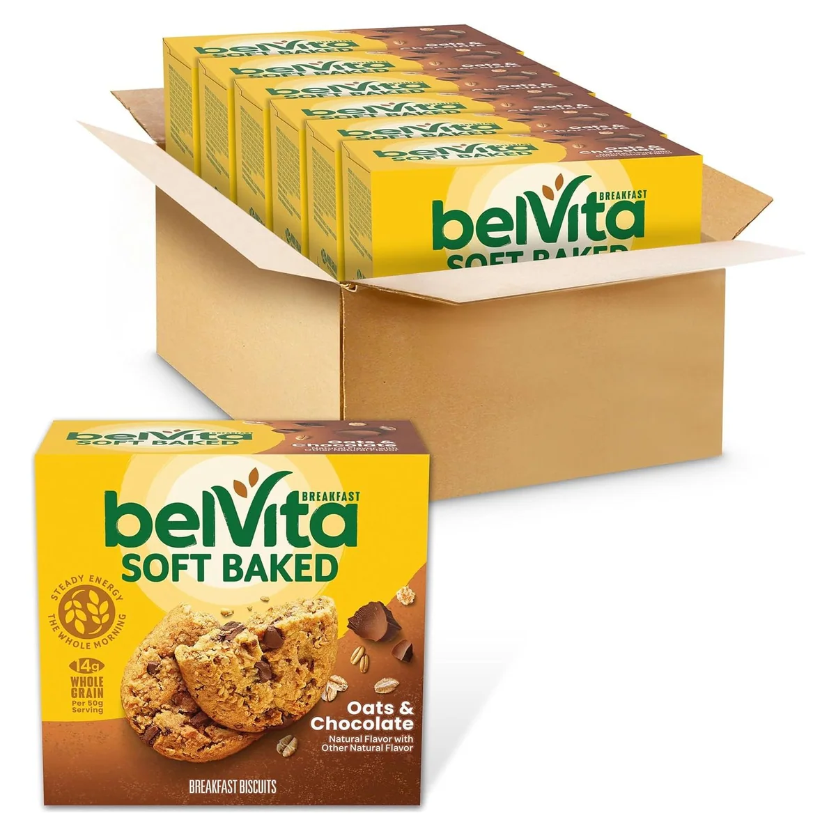 Nabisco belVita Soft Baked Breakfast Bars, Oats & Chocolate, 30 packs, 1 biscuit each, photo 1 of 6