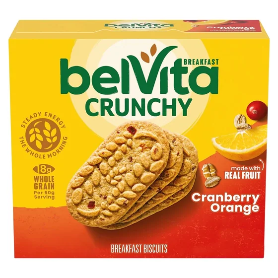 Nabisco belVita Breakfast Bars Biscuits, Cranberry Orange, 5 packs, 4 biscuits each