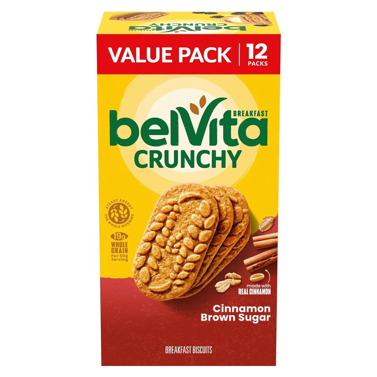 Nabisco belVita Breakfast Bars Biscuits, Cinnamon Brown Sugar, 12 packs, 4 biscuits each, photo 1 of 6