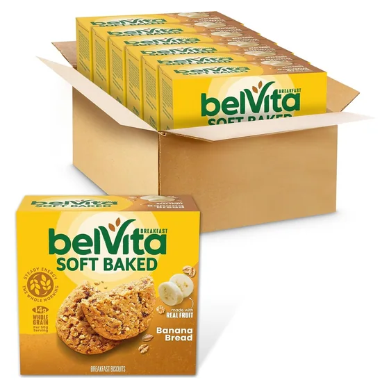 Nabisco belVita Soft Baked Breakfast Bars, Banana Bread, 30 packs, 1 biscuit each
