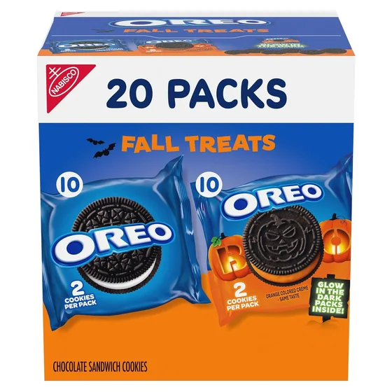 Nabisco OREO Fall Treats Halloween Cookies Variety Pack, 20 snack packs