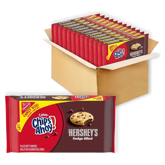 Nabisco CHIPS AHOY! Chewy Hershey's Fudge Filled Soft Cookies, 12 × 14.85 oz packs